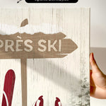 a hand holding a sign that says tres ski