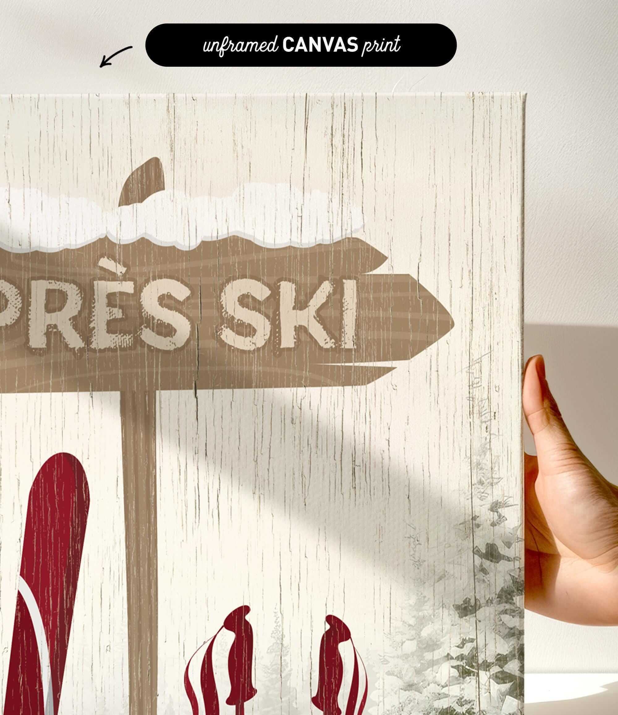 a hand holding a sign that says tres ski
