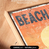 a picture of an orange and black beach sign