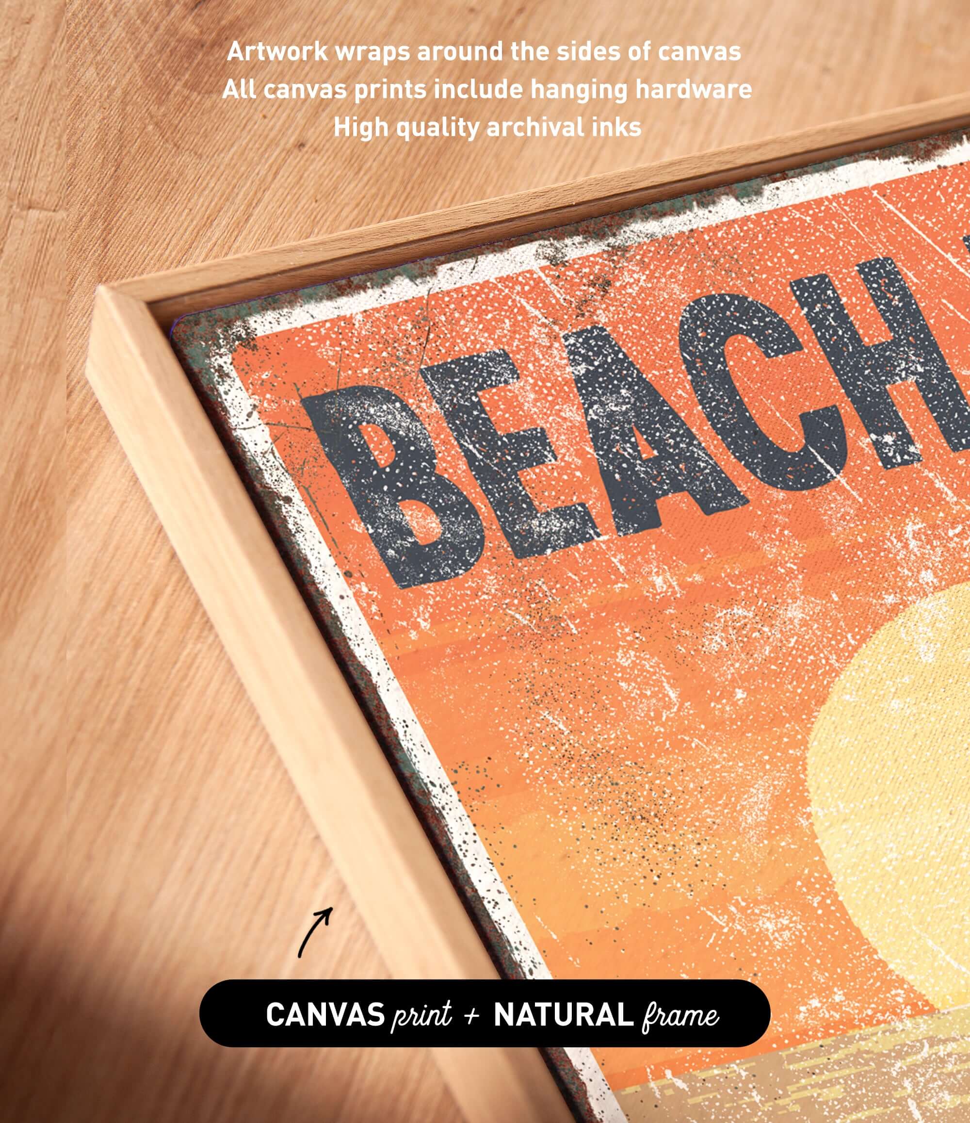 a picture of an orange and black beach sign