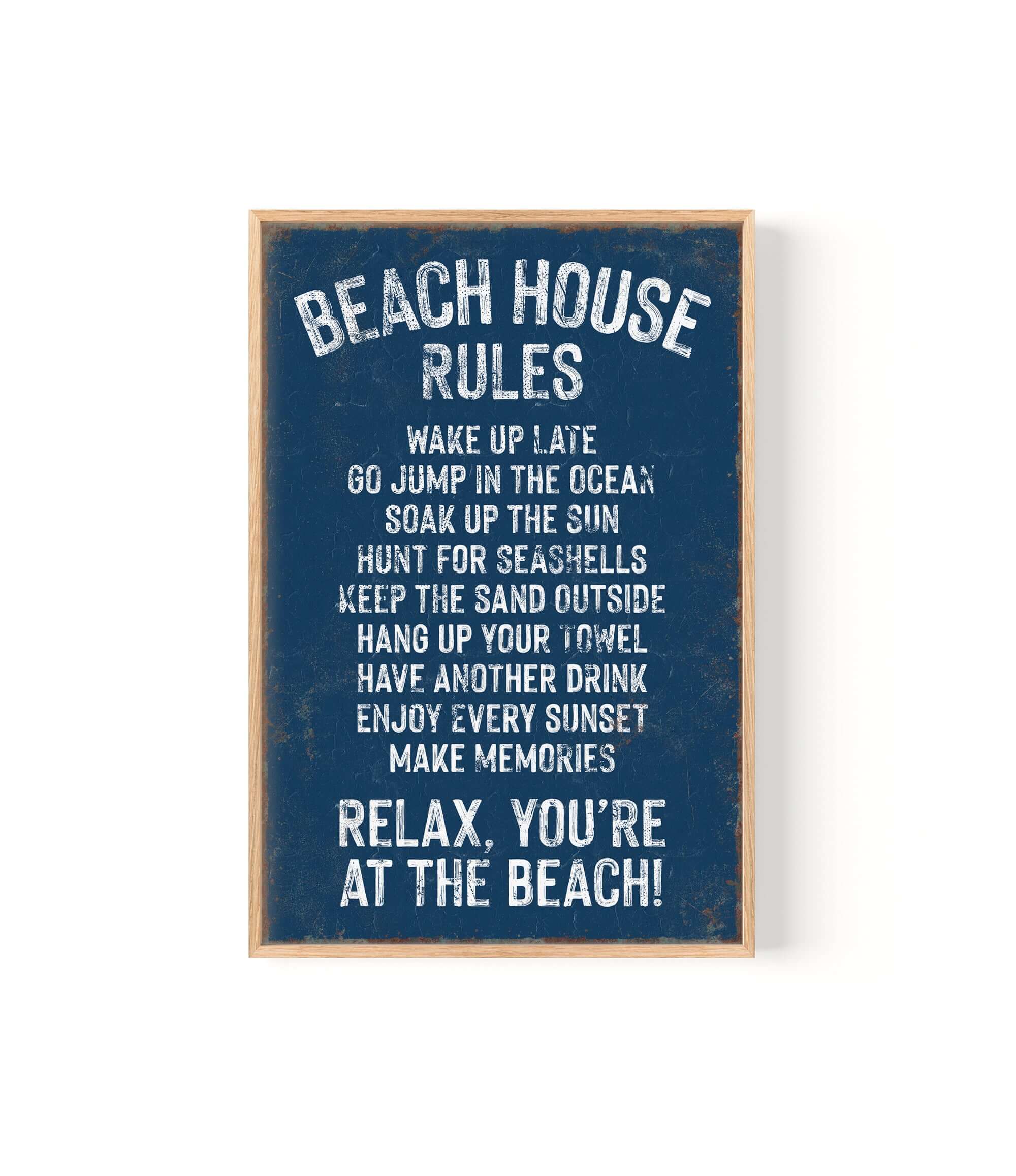 a blue sign that says beach house rules