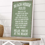 a sign that says beach house rules on it