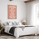 Lake House Rules Sign, Coral