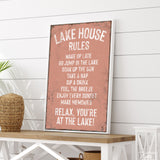 Lake House Rules Sign, Coral