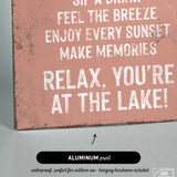 Lake House Rules Sign, Coral