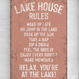 Lake House Rules Sign, Coral