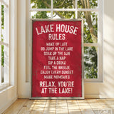 Lake House Rules Sign, Dark Red