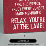 Lake House Rules Sign, Dark Red