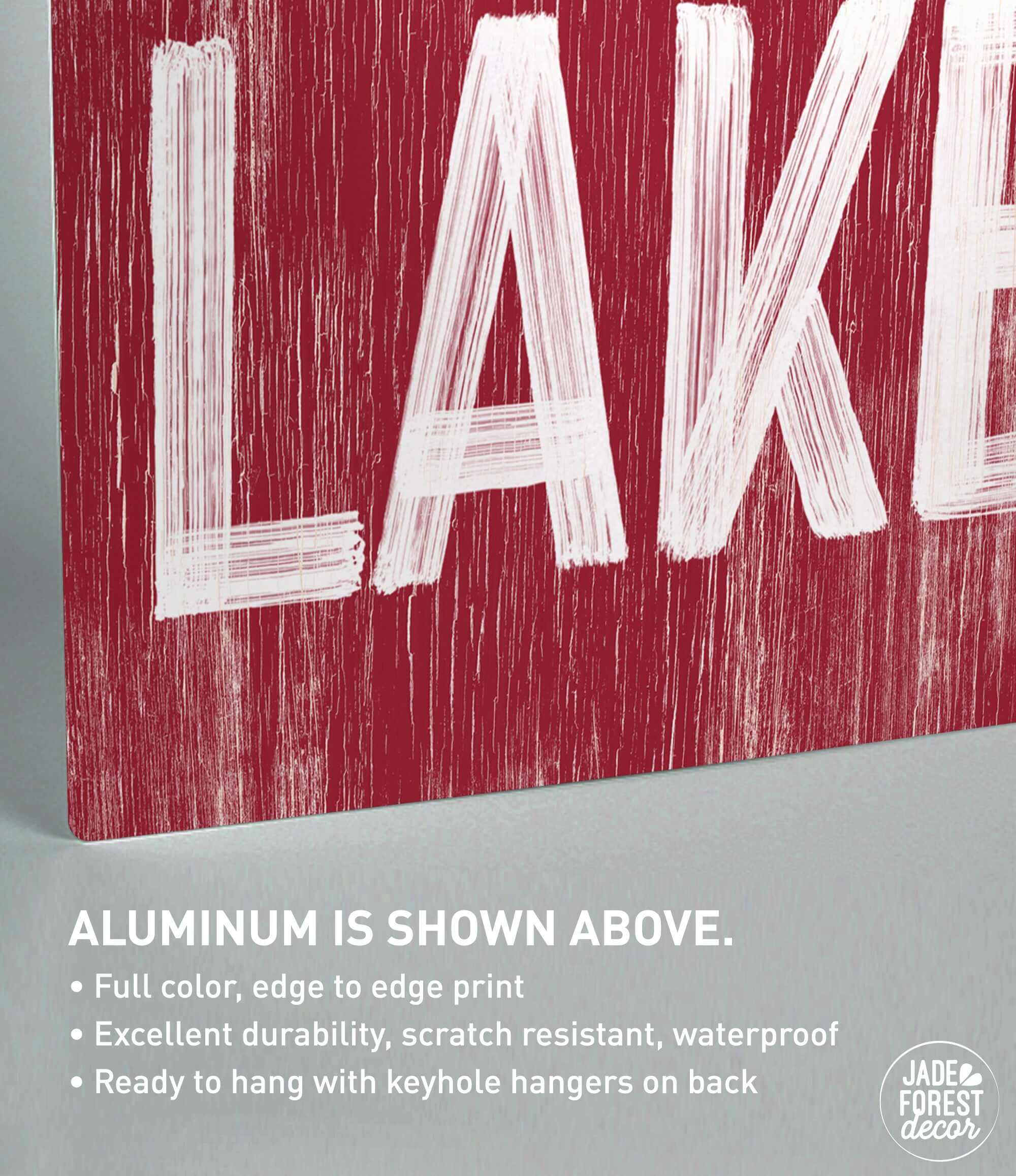 a red and white sign that says lake