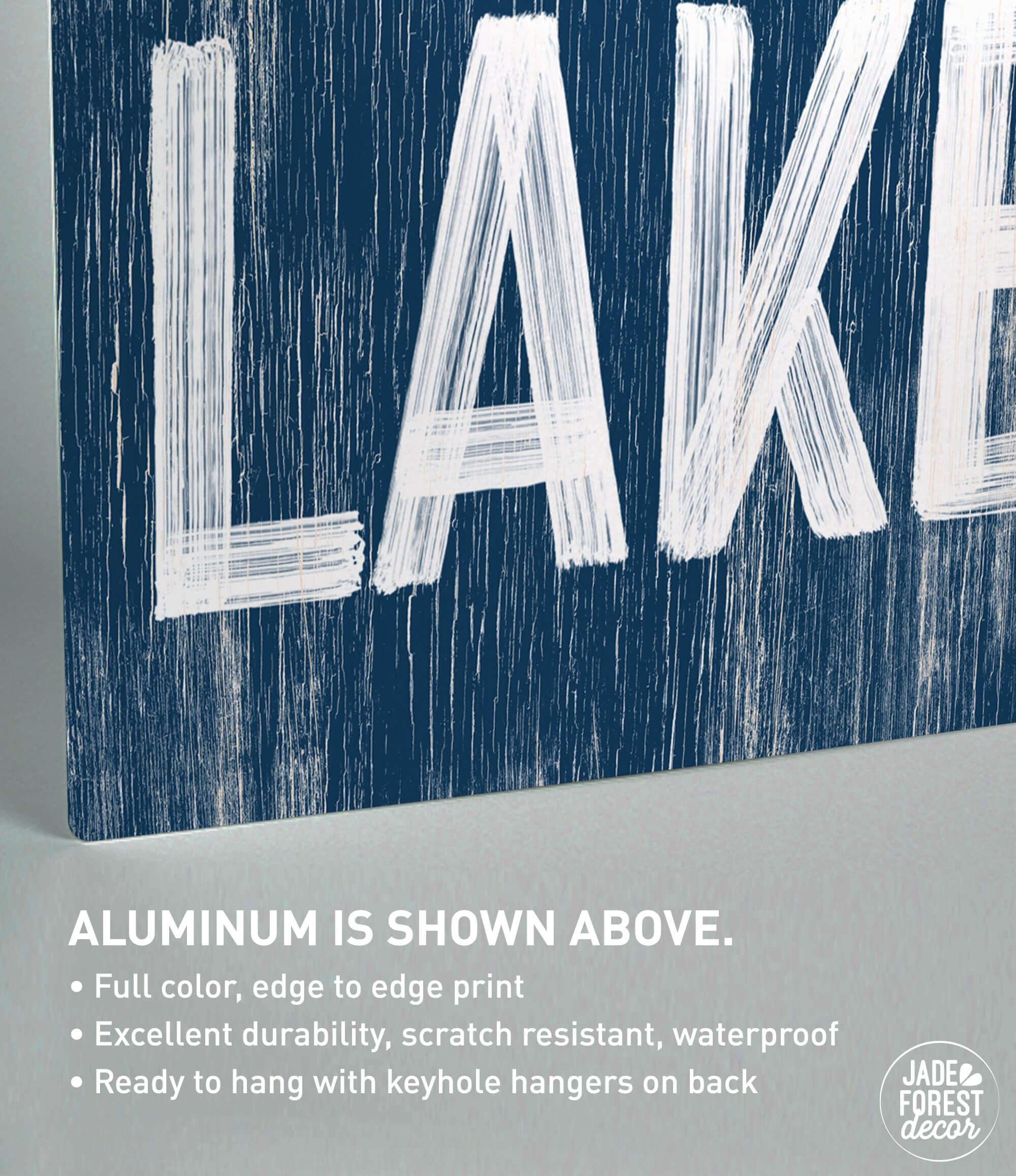 a blue and white sign that says lake