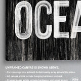 a black and white picture of a sign that says ocean