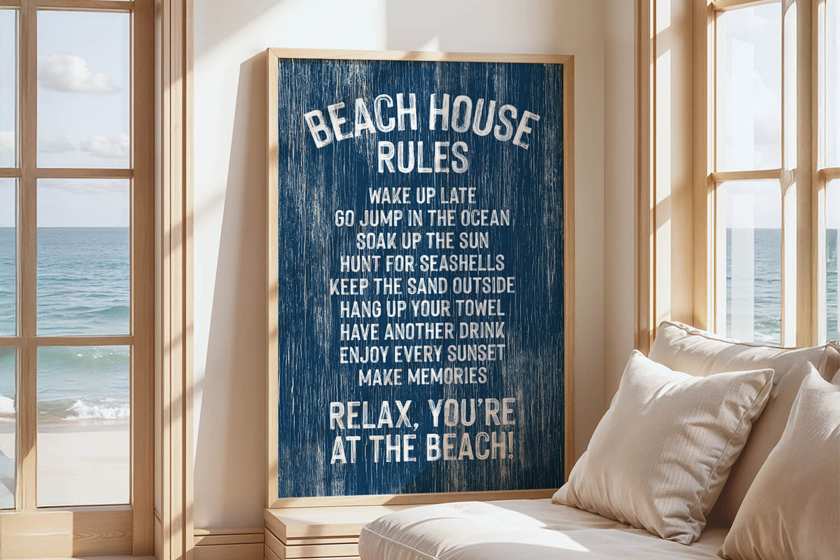 Beach House Rules - Vintage Coastal Wall Art – Jade Forest Shop