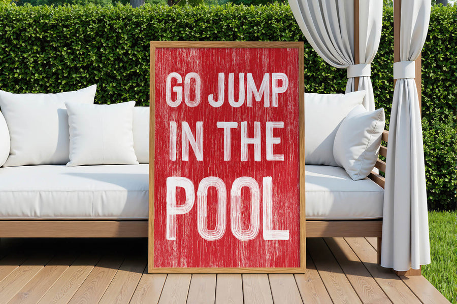 Jump Pool Sign Go Jump in the Pool - Pool Themed Wall Art – Jade Forest Shop