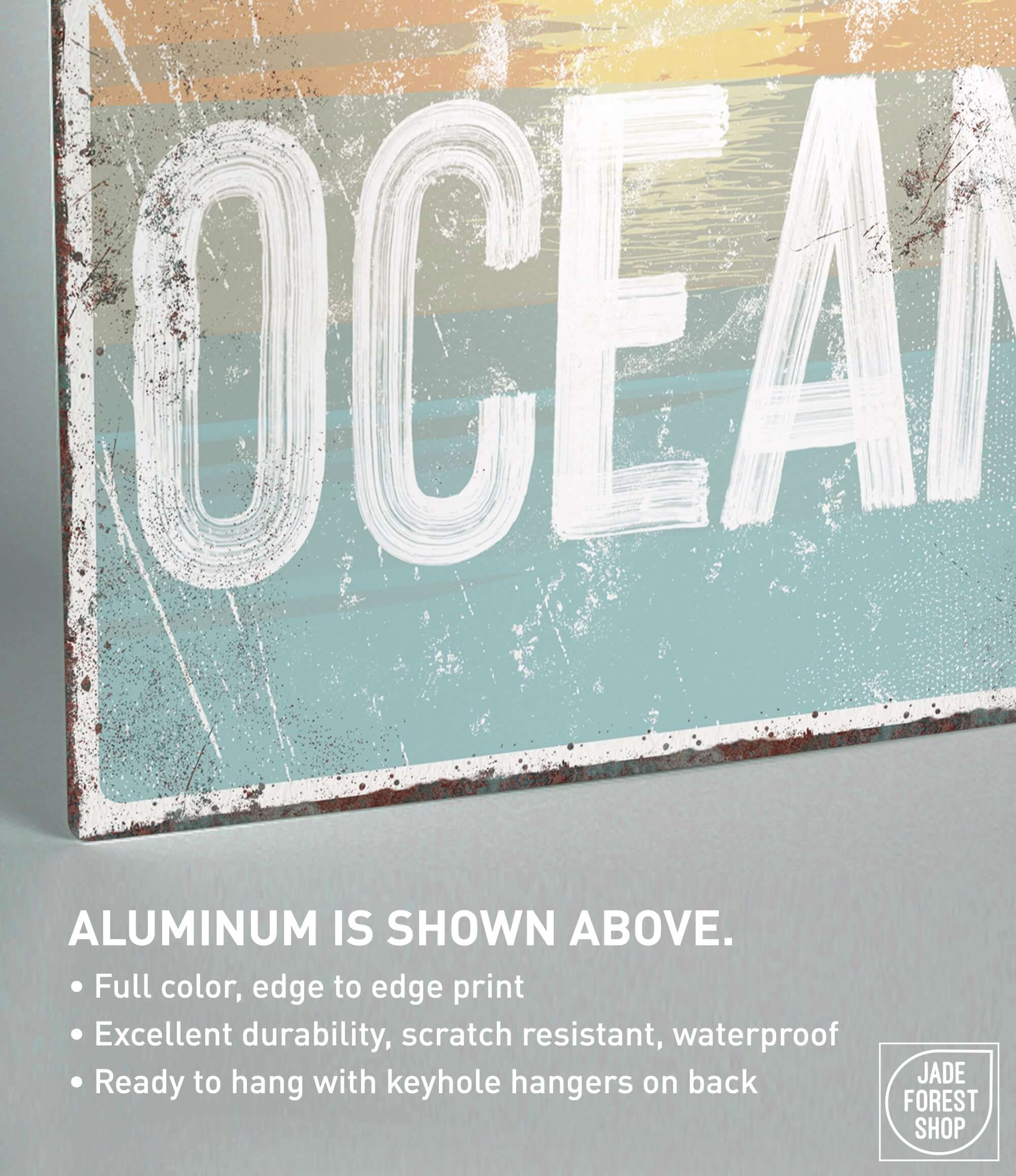 a wooden sign that says ocean on it