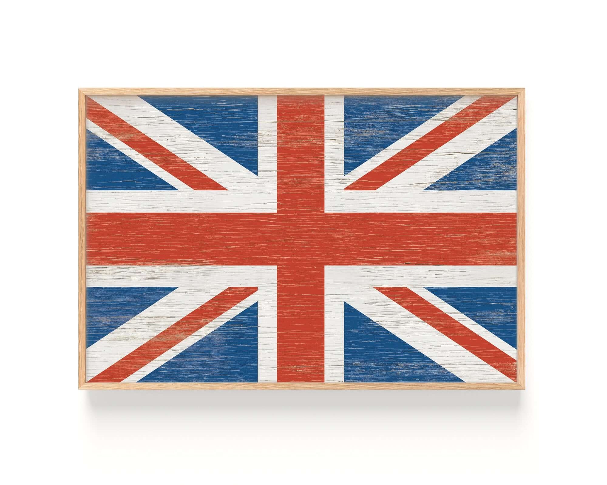 A Vintage World Flag Poster of Great Britain with a rustic, weathered look on a white background—ideal for fans of classic flag prints and stylish world decor.