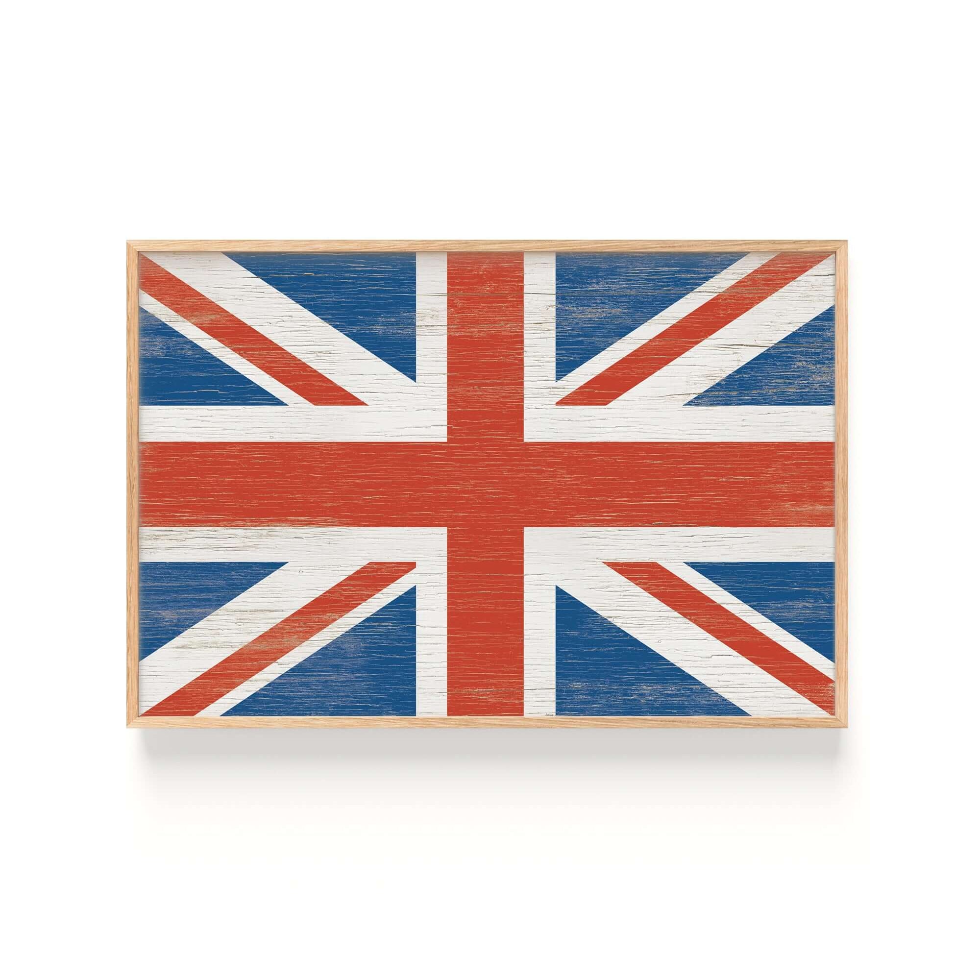 A Vintage World Flag Poster of Great Britain with a rustic, weathered look on a white background—ideal for fans of classic flag prints and stylish world decor.