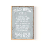 a framed sign that says beach house rules