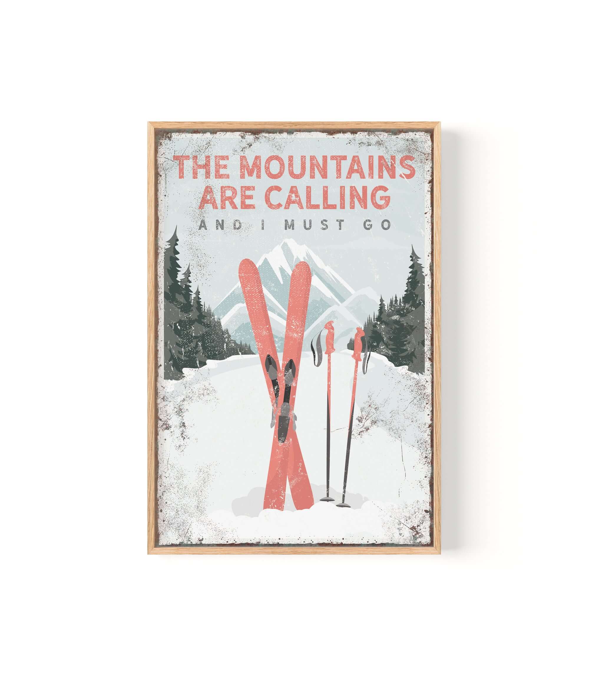 a poster of a pair of skis in the snow