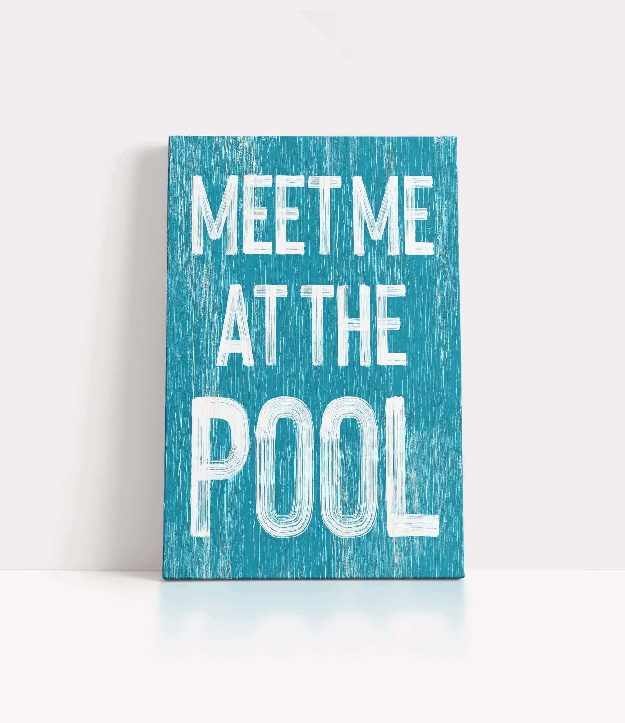 a blue sign that says meet me at the pool