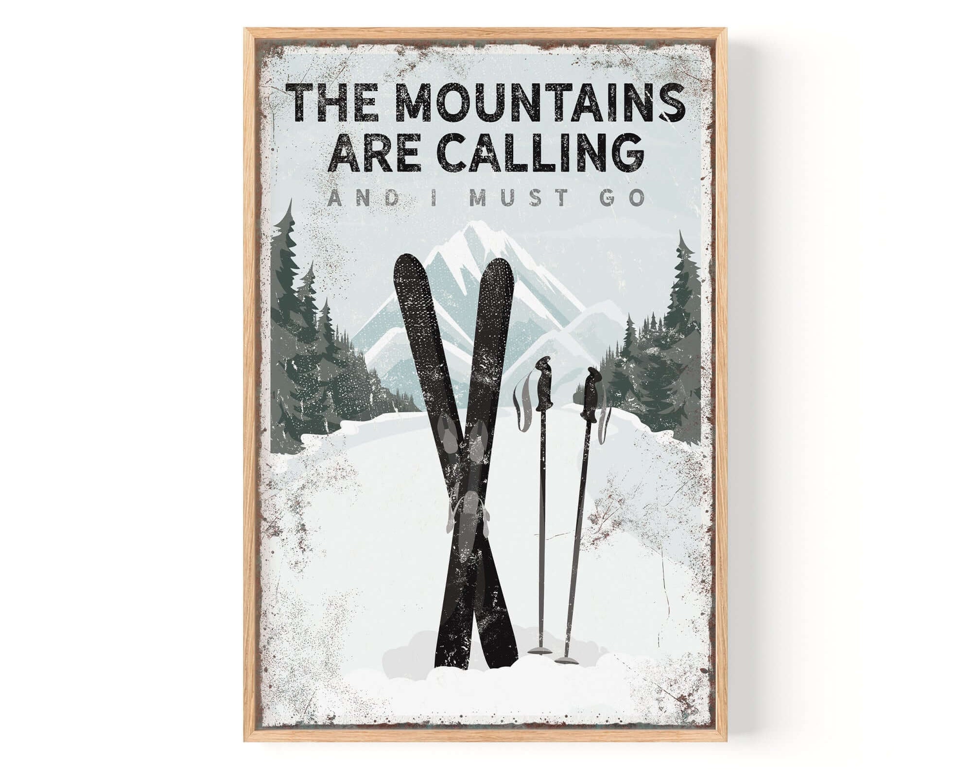 a poster of a pair of skis in the snow