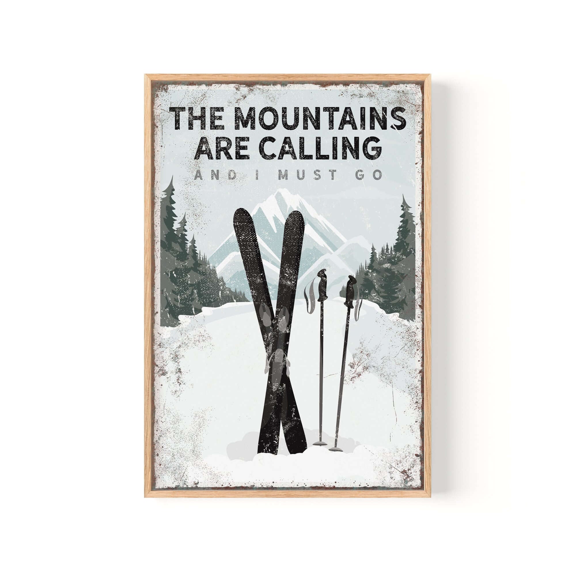 a poster of a pair of skis in the snow