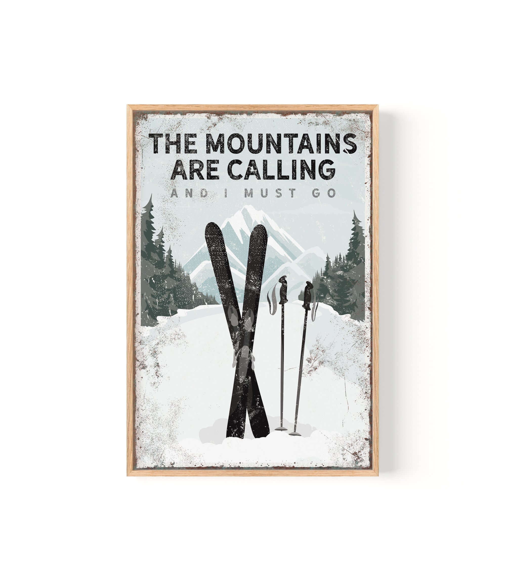 a poster of a pair of skis in the snow