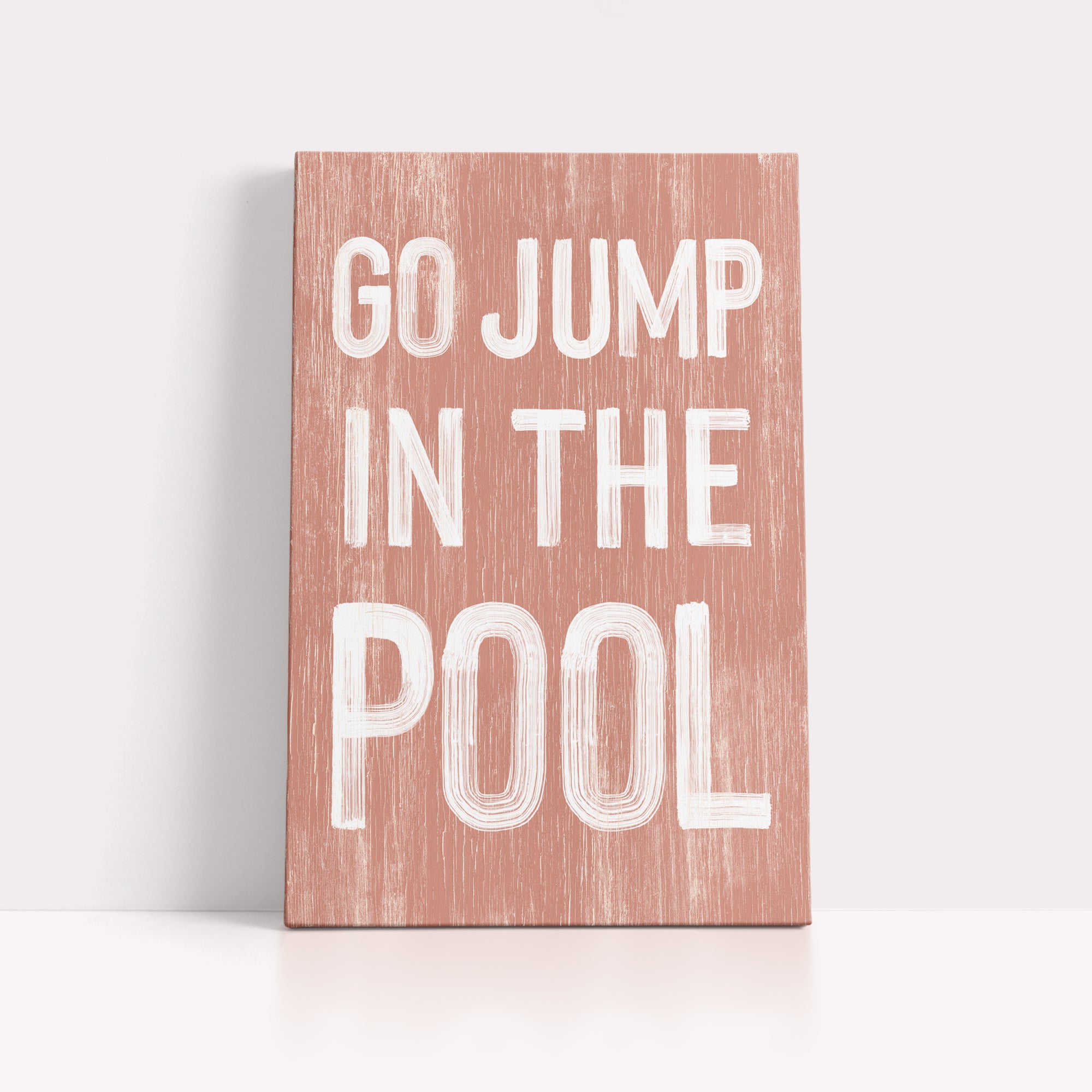 a wooden sign that says go jump in the pool