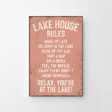 a sign on a wall that says lake house rules