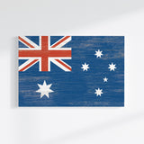 a wooden sign with a flag of australia painted on it