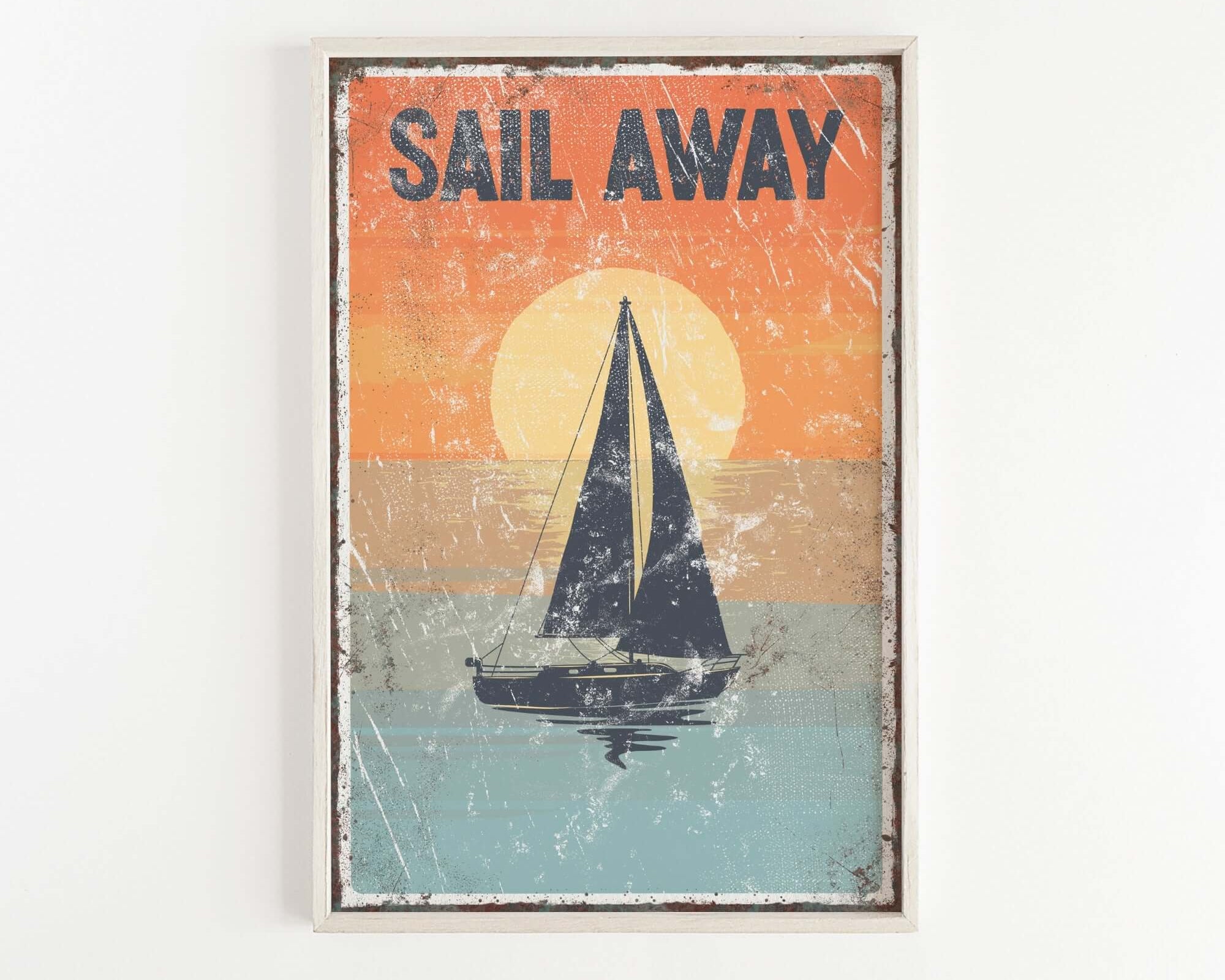 a picture of a sail away sign hanging on a wall