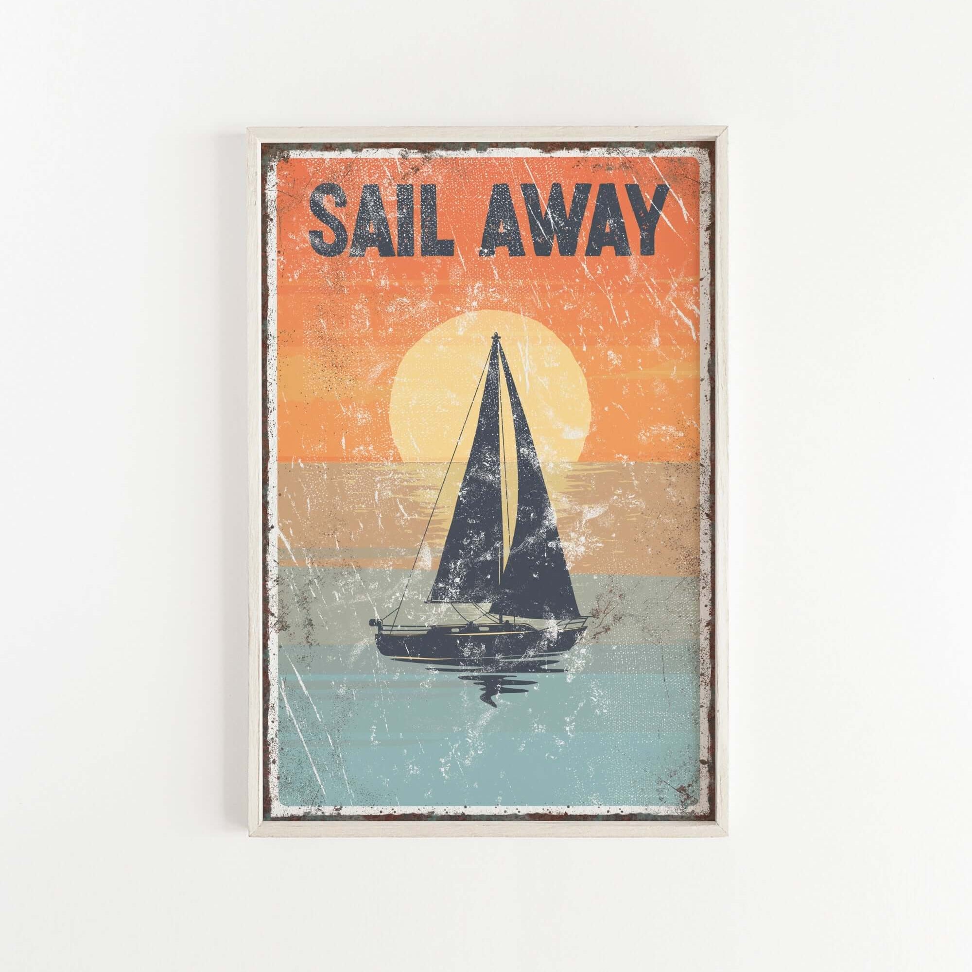 a picture of a sail away sign hanging on a wall