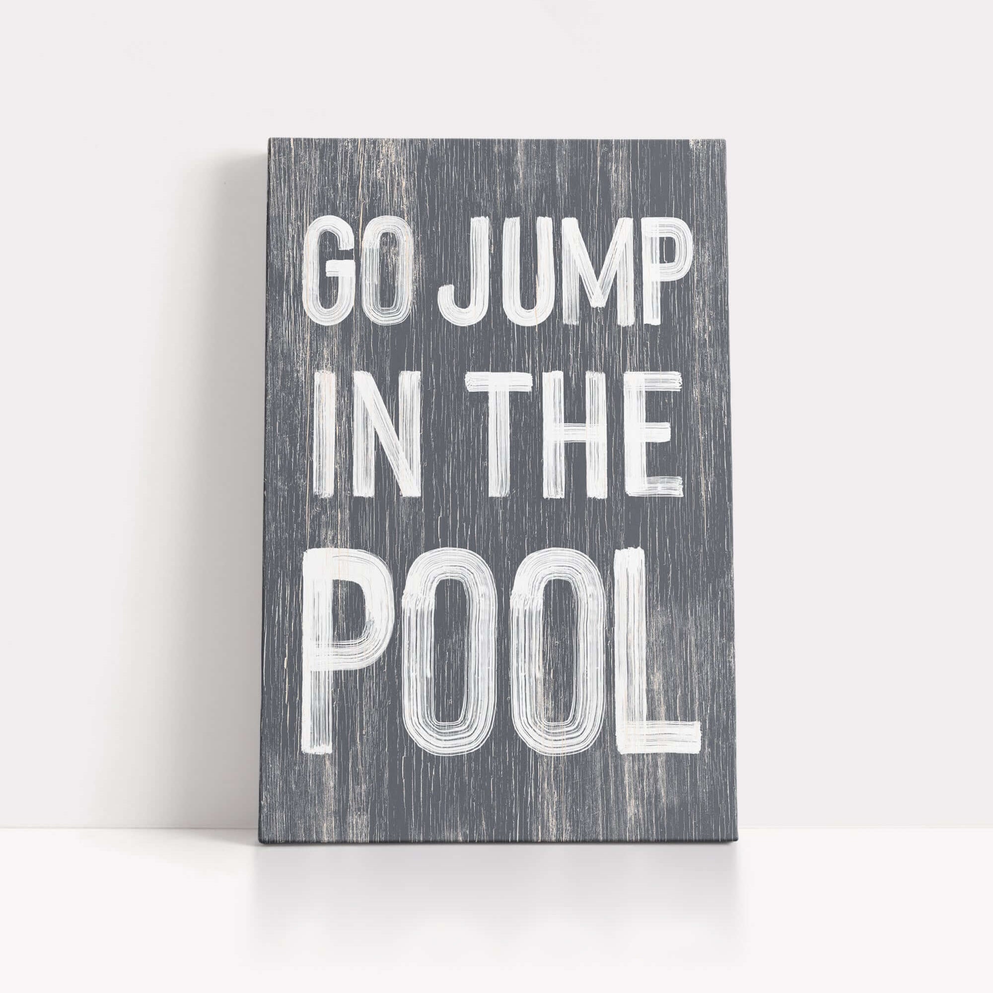 a sign that says go jump in the pool