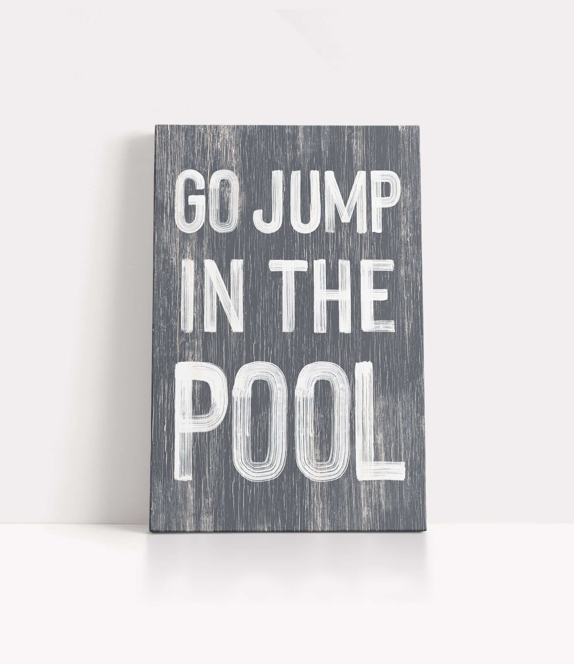 a sign that says go jump in the pool