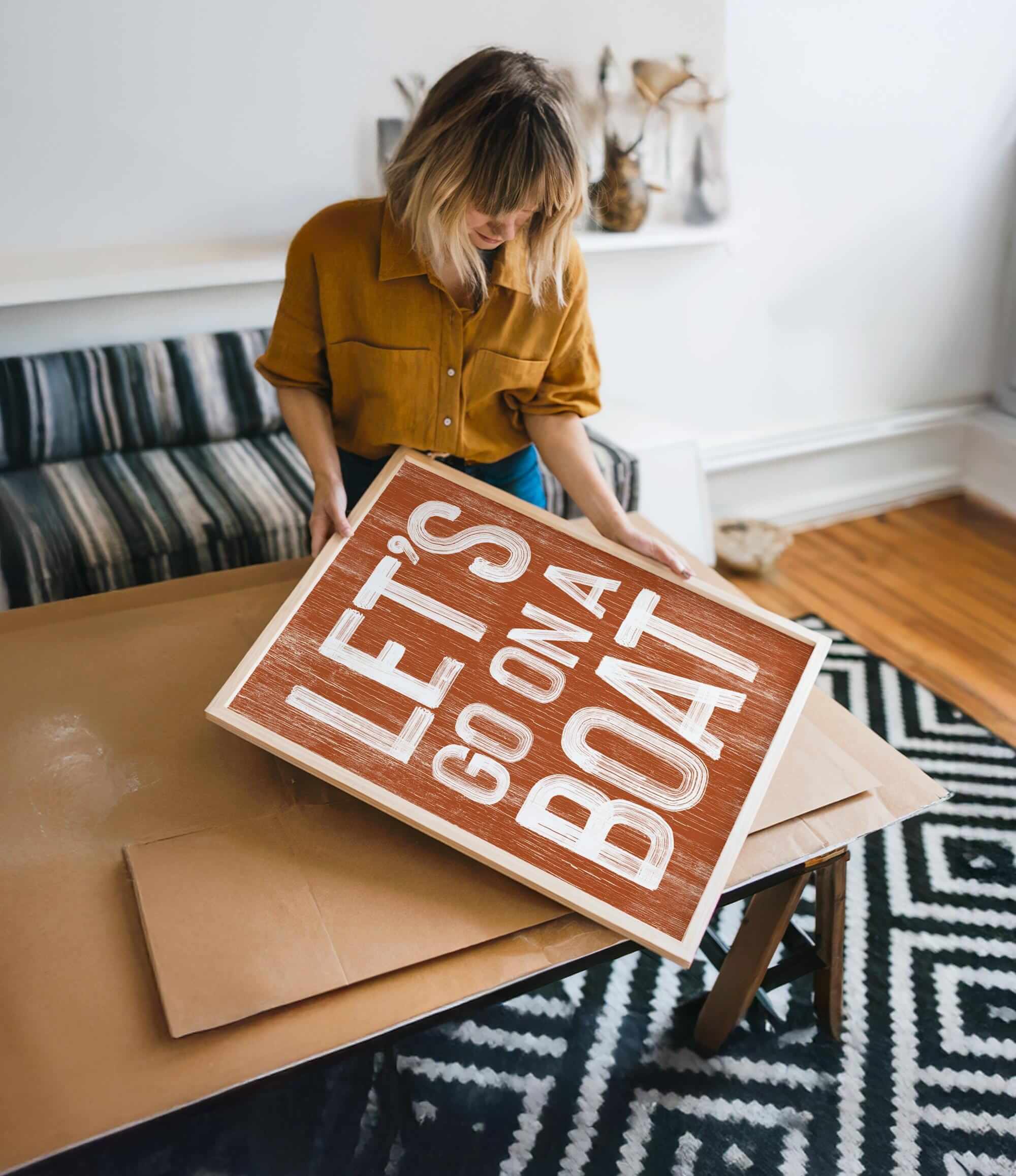 a woman holding a sign that says let&#39;s do what you want
