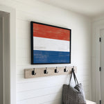 a picture of a flag hanging on a wall