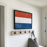 a picture of a flag hanging on a wall