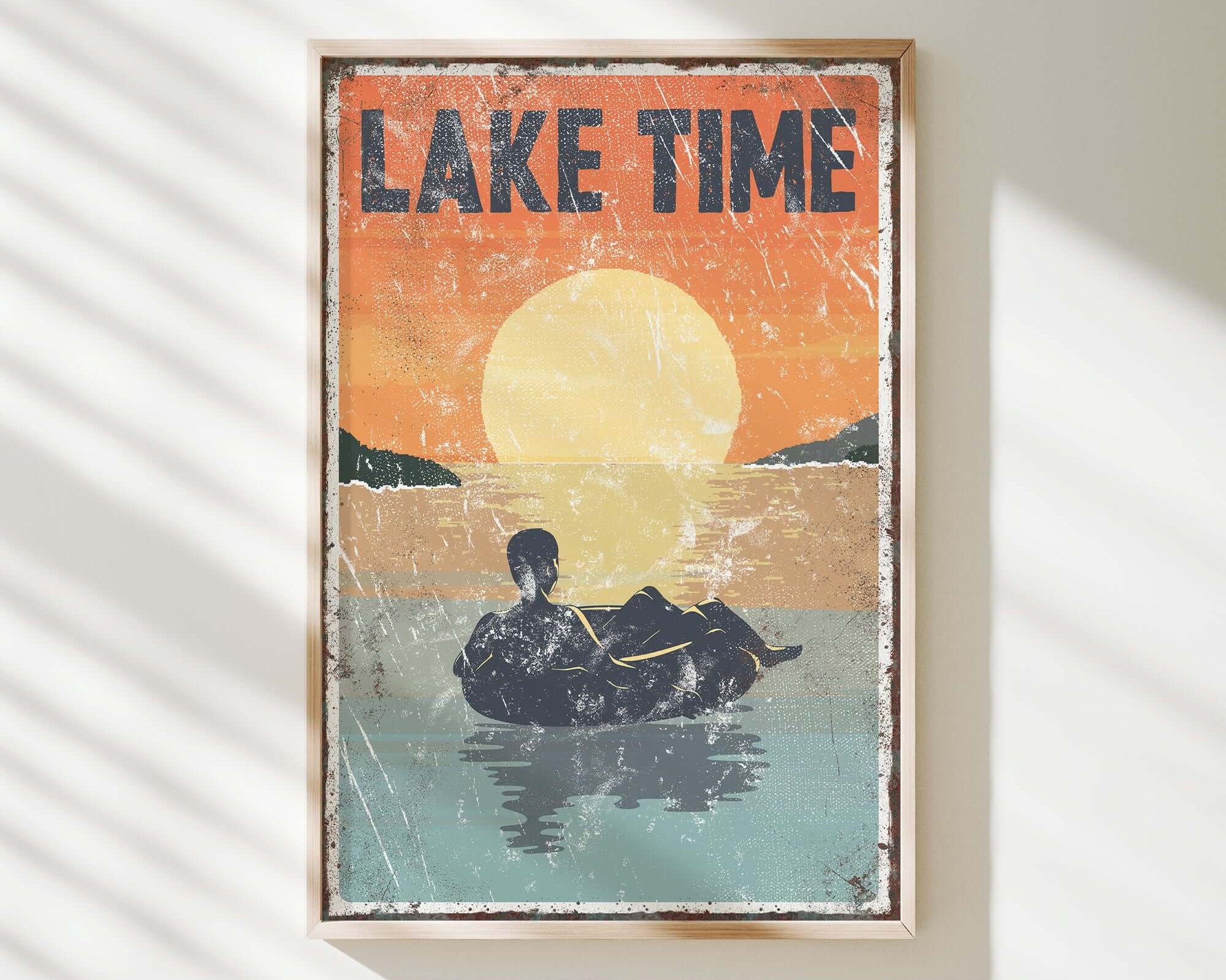 a poster of a man floating in the water