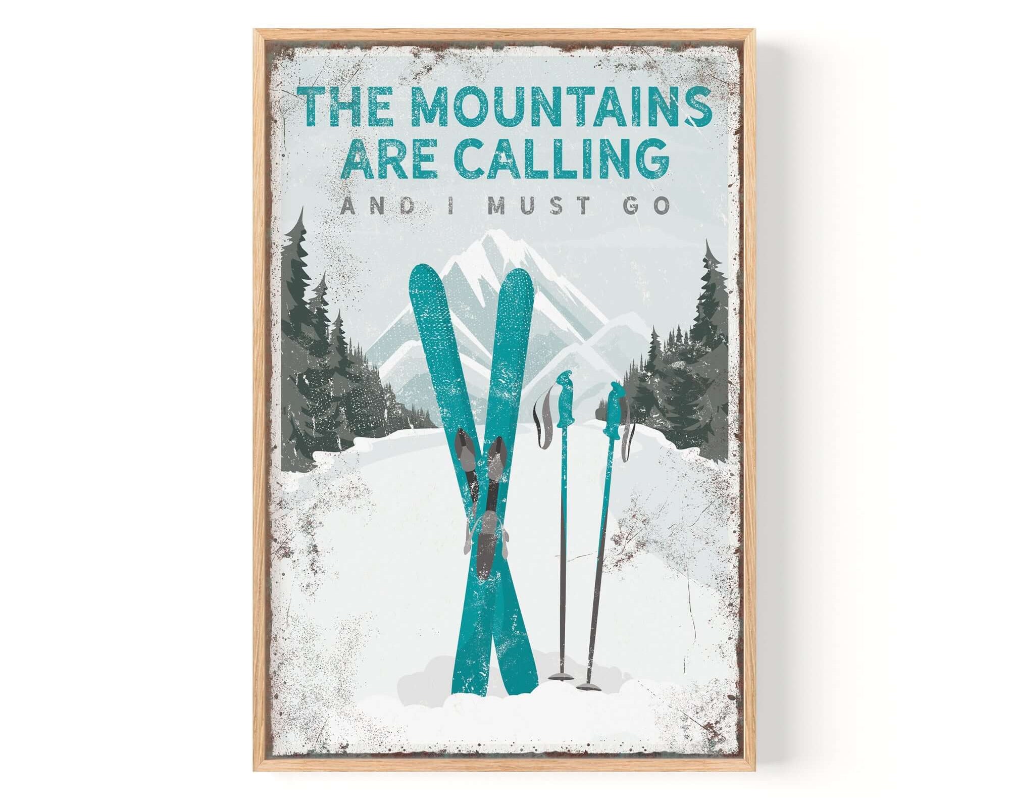 a poster of a pair of skis in the snow