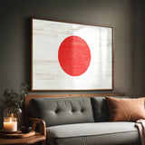 a living room with a couch and a painting on the wall