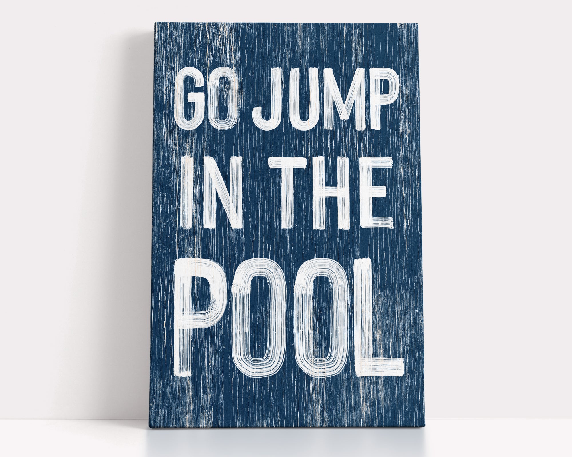 a wooden sign that says go jump in the pool