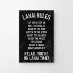 a sign on a wall that says lanai rules