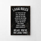 a sign on a wall that says lanai rules