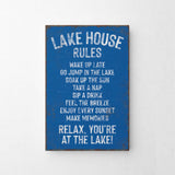 a blue sign that says lake house rules