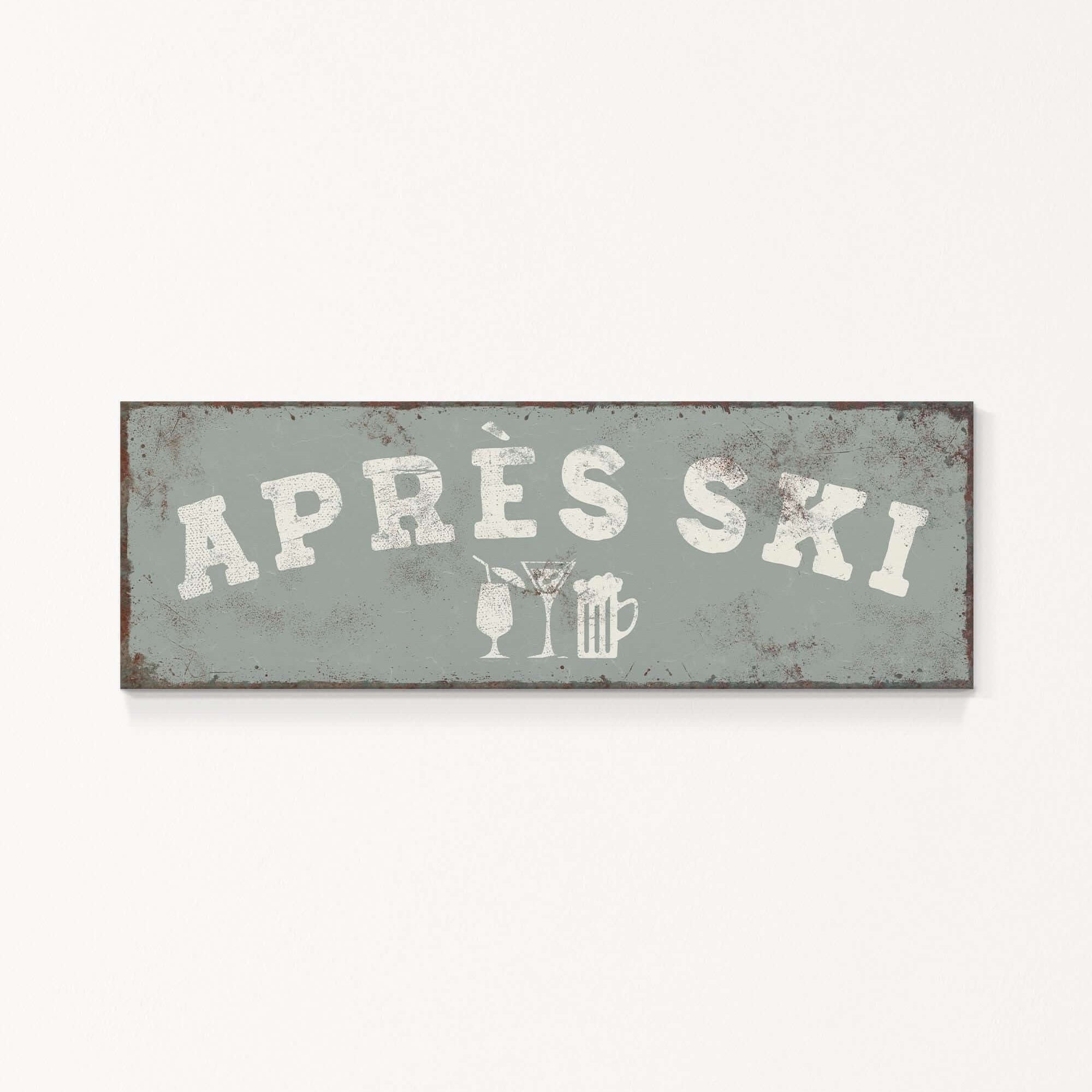 A rectangular sign with the text "APRÈS SKI" in white letters.