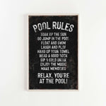 a black and white picture of a pool rules sign