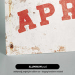 The image is an aluminum print with the text "APR" in red letters.