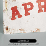 The image is an aluminum print with the text "APR" in red letters.