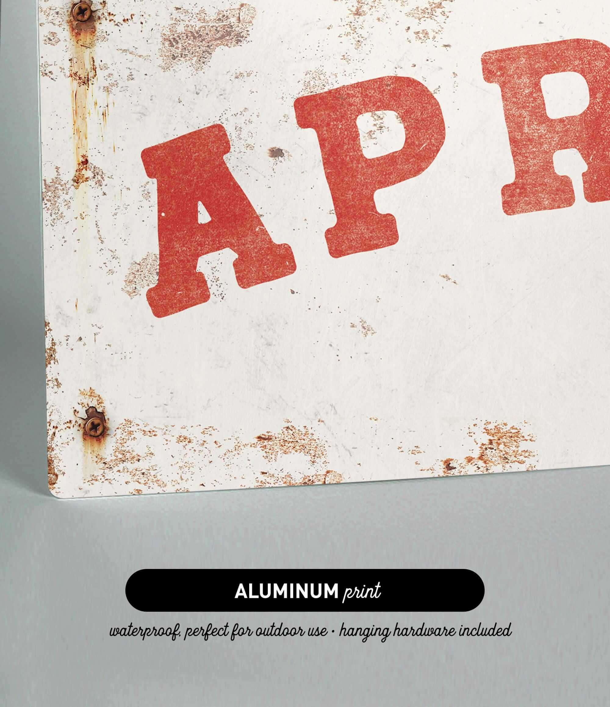 The image is an aluminum print with the text "APR" in red letters.