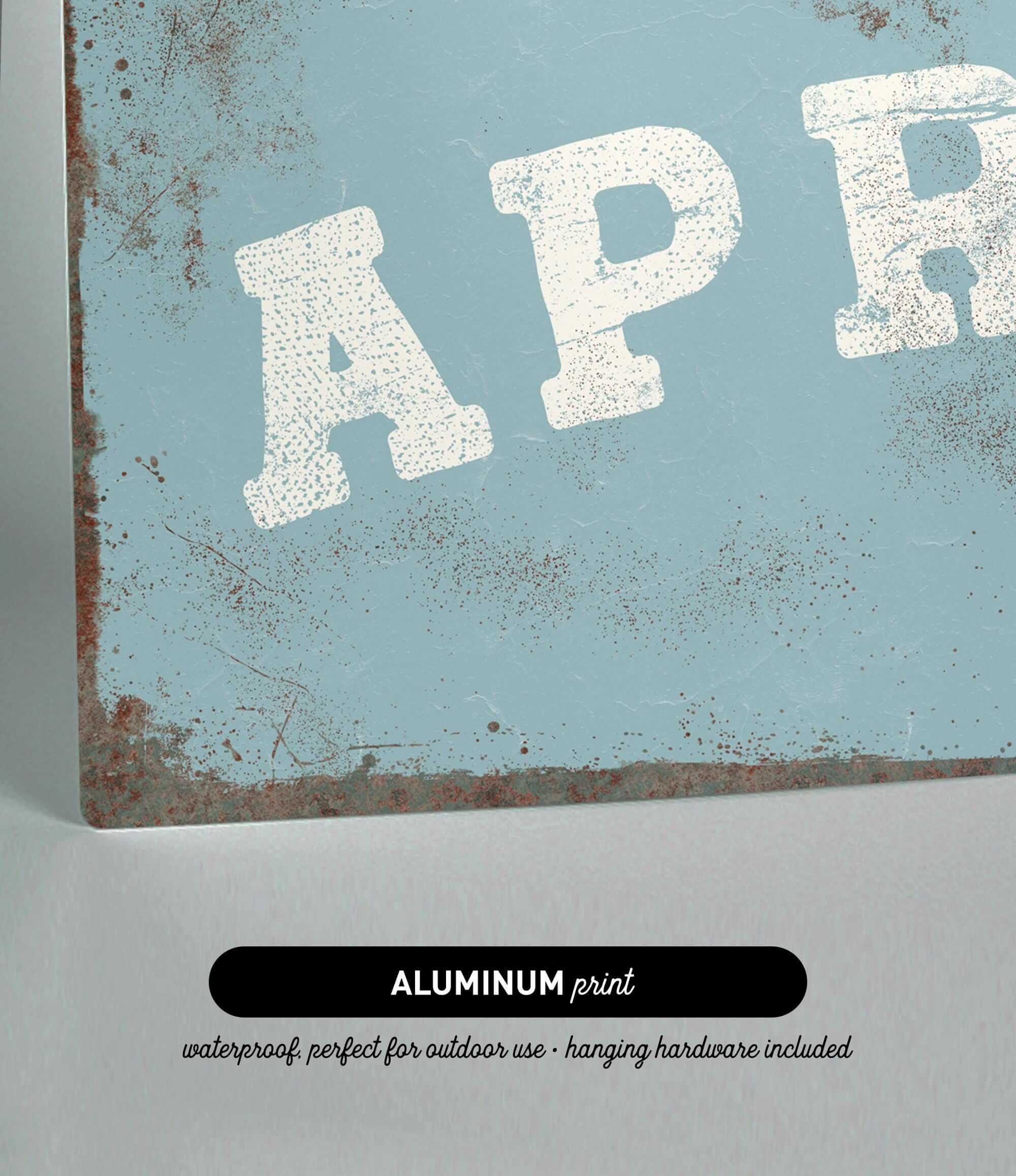 The image is an aluminum print that is waterproof and perfect for outdoor use, as well as hanging hardware.