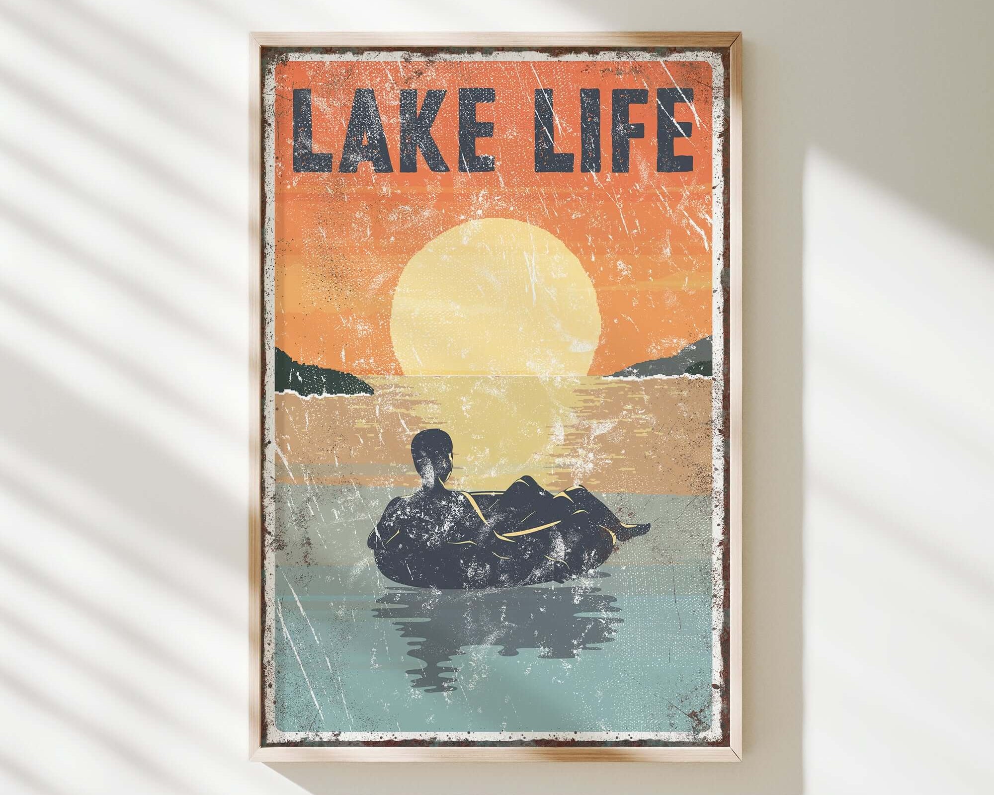 a poster of a man floating in the water